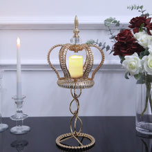 Gold Crown Candle Holder And Spiral Pillar Stand With Jewel Accents 