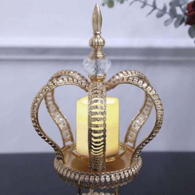 Gold crown candle holder with a flickering LED candle.