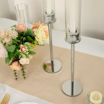 Enhance Your Event Decor with Elegant Silver Hurricane Candle Stands