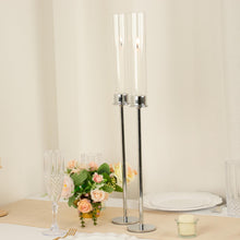 Silver Taper Candleholder With Clear Glass Tube 24 Inches In Height