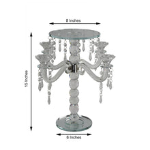 15 Inch 4 Arm Crystal Glass Candelabra Taper Candle Holders Gemcut Chandelier Pedestal Centerpiece