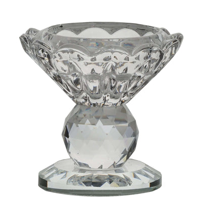 Crystal decorative bowl with intricate design and faceted base