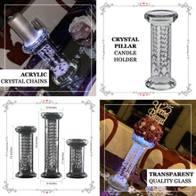 11inch Gemcut Premium Glass Crystal Pillar Candle Holder, Pedestal Stand Chandelier Crystal Chains
