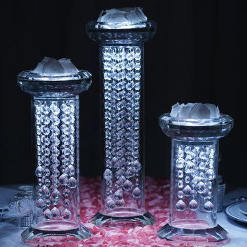 Gemcut Premium Glass Crystal Pillar Candle Holder - The Perfect Wedding Centerpiece