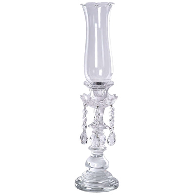 Elegant crystal vase with hanging accents, perfect for home décor.