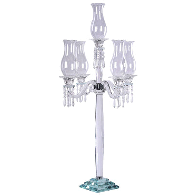 Elegant crystal candelabra with five glass holders and a crystal base
