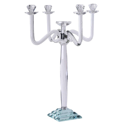 Crystal candelabra with five arms and a decorative base