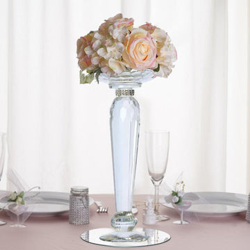 Elegant Clear Crystal Glass Pillar Candle Holder Stands