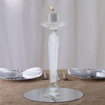 Add Elegance to Your Event Decor with Clear Crystal Glass Pillar Candle Holders
