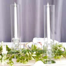 Clear Glass Hurricane Taper Candle Holders in 14 Inch Tall With Chimney Tubes In Cylinder Style