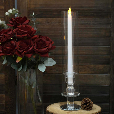 Glass candle holder with LED flame and decorative roses