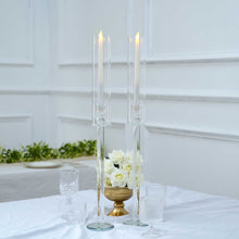 Clear Glass Hurricane Taper Candle Holders With Chimney Tubes In Cylinder Style 26 Inch Tall