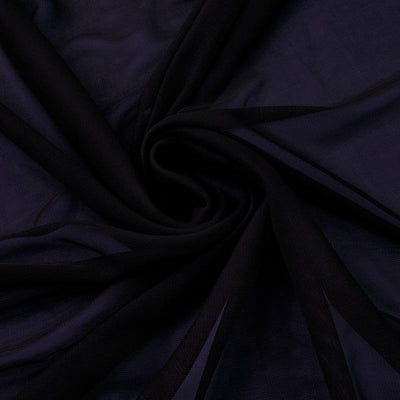 Black sheer fabric draped in a spiral pattern.