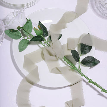 Silk-Like Natural Chiffon Linen Ribbon Roll for Bouquets