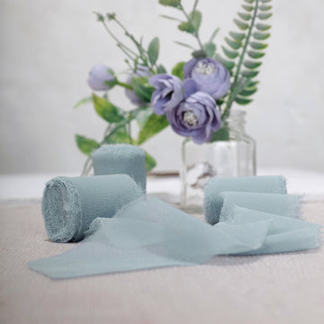 Ice Blue Silk-Like Chiffon Linen Ribbon Roll for Bouquets