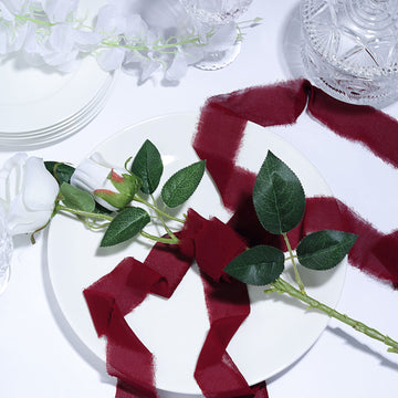 Burgundy Silk-Like Chiffon Ribbon Roll for Bouquets
