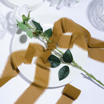 Enhance Your Crafts and Décor with Gold Silk-Like Chiffon Linen Ribbon