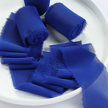 2 Pack Navy Blue Silk-Like Chiffon Linen Ribbon Roll