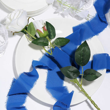 Enhance Your Creations with Silk-Like Royal Blue Chiffon Linen Ribbon