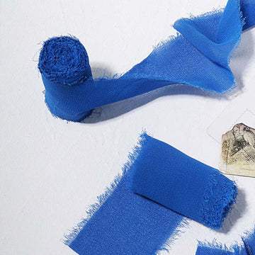 Unleash Your Creativity with Royal Blue Silk-Like Chiffon Linen Ribbon