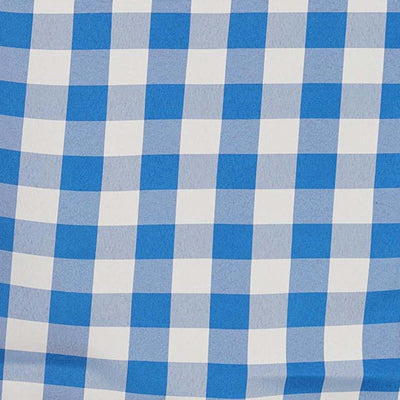 Blue and white checkered fabric pattern.