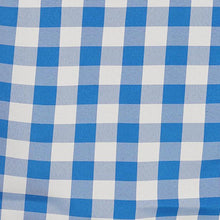 Checkered Gingham Polyester Buffalo Plaid 70 Inch Round Tablecloth In White & Blue#whtbkgd