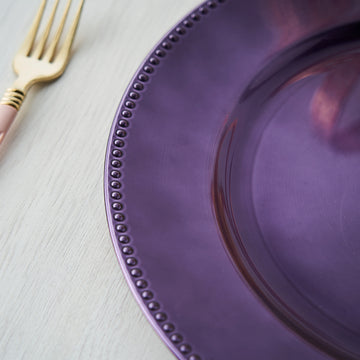 Elevate Your Event with the Purple Beaded Charger Plate