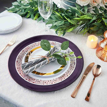 Add Elegance to Your Table with the Purple Beaded Acrylic Charger Plate