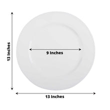 Acrylic charger plates - a white round plate with a beaded rim design, measuring 13 inches in outer ring diameter and 9 inches in inner ring diameter