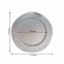Acrylic charger plates - a silver round plate with measurements of 13 inches and 8 inches
