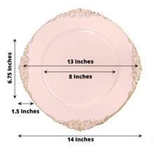 13 Inch Round Charger Plate In Blush Rose Gold With Embossed Baroque & Antique Rim 