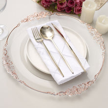 Clear Rose Gold 13 Inch Charger Plates With Embossed Baroque And Antique Rim 