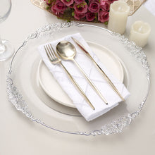 10 Inch Size Clear Color Gold Leaf Embossed Rim Dinner Plates
