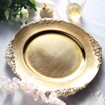 Versatile and Stylish Gold Embossed Charger Plates