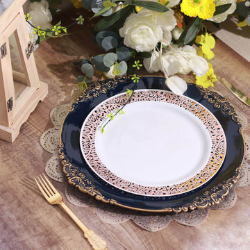 Create a Memorable Event with Our Navy Blue Gold Charger Plates