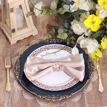 Elevate Your Table Setting with Antique Navy Blue Gold Charger Plates