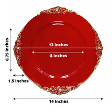 Acrylic charger plates - red round plate with embossed rim - 13 inches and 8 inches