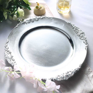 Add a Touch of Luxury with Silver Embossed Baroque Charger Plates