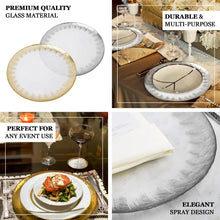 8 Pack | 13inch Round Glass Charger Plates With Metallic Gold Spray Rim