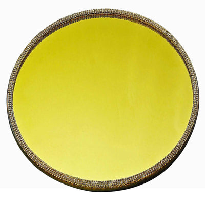 Yellow decorative plate with a beaded rim