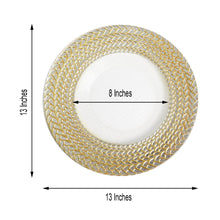 13 Inch Luxurious Silver & Gold Braided Rim Clear Glass Acrylic Round Charger Plate