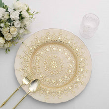 Pack Of 8 - Gold Monaco Ornate Design Glass Charger Dinner Plates And Trays - 13 Inch