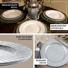 4 Pack | 13inch Silver Galvanized Metal Charger Plates With Ruffled Rim