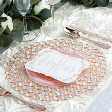 Blush Rose Gold 14 Inch Wired Metal Acrylic Crystal Beaded Charger Plate