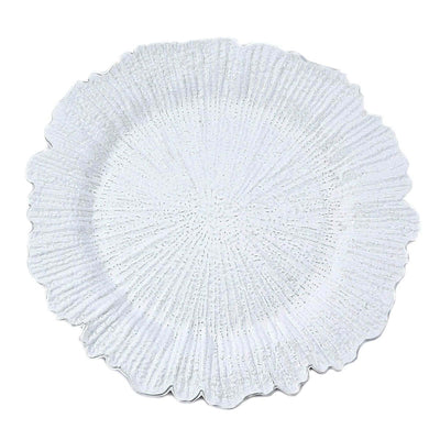 White textured decorative plate with a floral design
