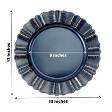 6 Pack 13 Inch Round Navy Blue Acrylic Plastic Charger Plates with Wavy Scalloped Rim