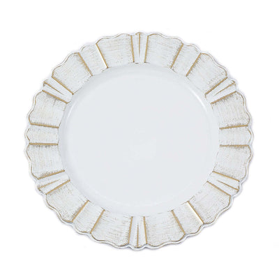Elegant white plate with gold scalloped edge design