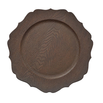 Elevate Your Event Decor with Rustic Brown Scalloped Rim Charger Plates