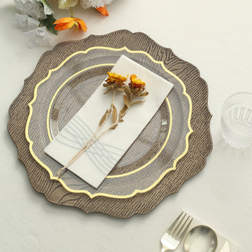 Add a Natural Wood Touch with Rustic Natural Embossed Wood Grain Charger Plates
