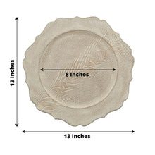 Acrylic Charger Plates - Rustic White Wooden Textured with Scalloped Edge - 13 inch Diameter